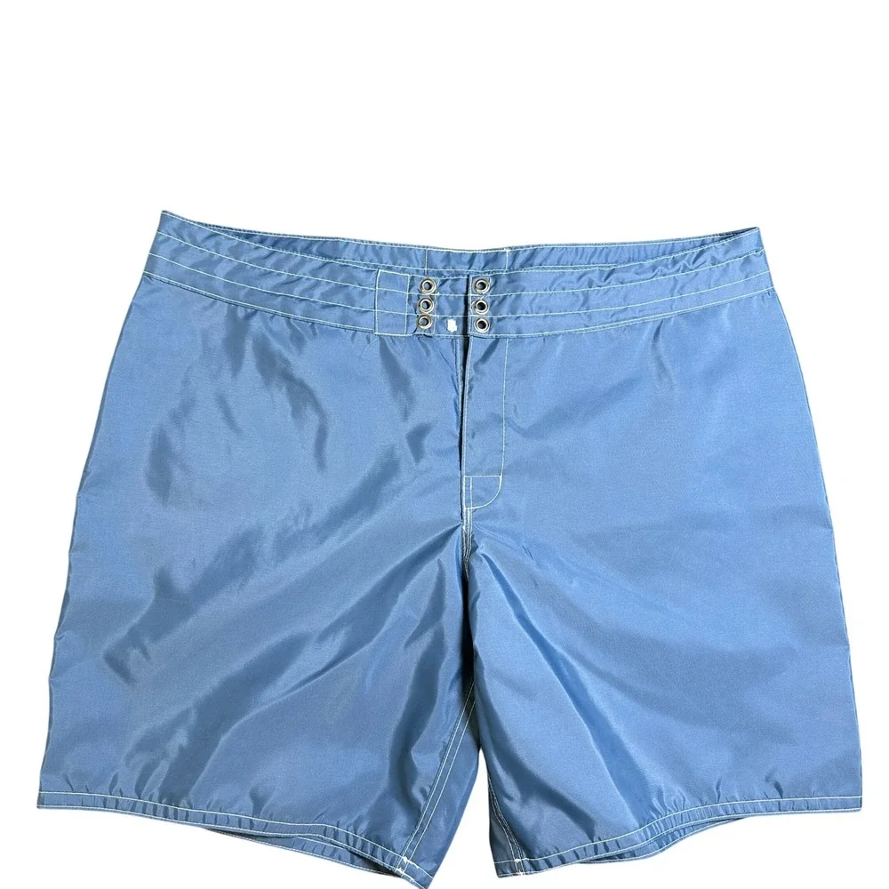 Birdwell Beach Britches Blue Nylon Board Shorts Mens 40 Surf Trunks Made in USA